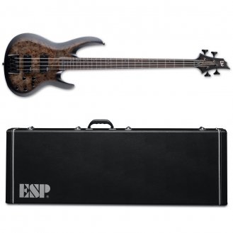 ESP LTD B-4 Ebony Bass Charcoal Burst Satin + ESP Case NEW