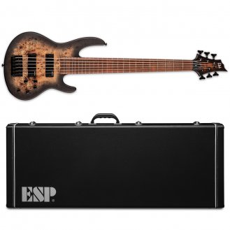 ESP LTD D-6 Black Natural Burst Satin 6-String Bass + ESP Case