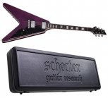 Schecter V-1 Custom Trans Purple TPB Electric Guitar + Case